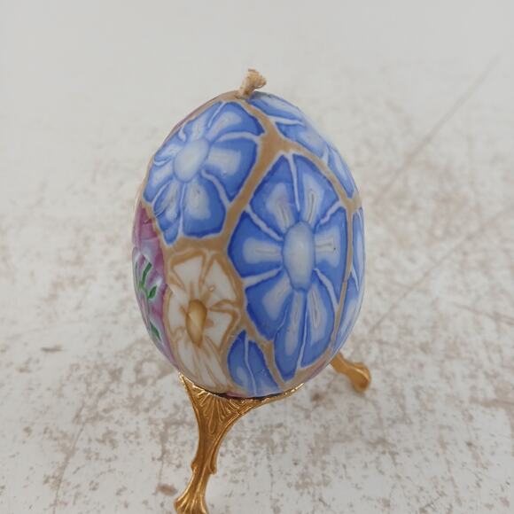 VTG Hand-Painted Decorative Wooden Eggs Floral Decorative Lot of 4 w/ 2 Stands - Picture 13 of 16